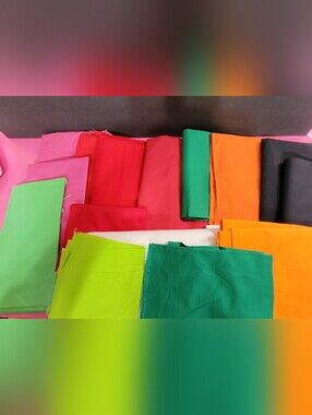 Bundle Of Solid Color Sewing Fabric Remnants 17 Pieces  (1563)